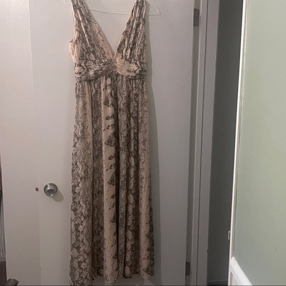 H&M Beige and Black Chiffon Snake Patterned Dress